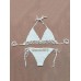 Halterneck Crochet Handmade knit Shell Inlaid Swimsuit Bikini Set Halterneck Crochet Handmade knit Shell Inlaid Swimsuit Bikini Set