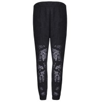 Sexy Women Elastic Waist Drawstring Flocking Patchwork Harem Pants