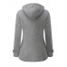 Casual Women Long Sleeve Solid Color Hooded Horn Buttons Coat Casual Women Long Sleeve Solid Color Hooded Horn Buttons Coat