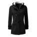 Casual Women Long Sleeve Solid Color Hooded Horn Buttons Coat Casual Women Long Sleeve Solid Color Hooded Horn Buttons Coat