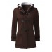 Casual Women Long Sleeve Solid Color Hooded Horn Buttons Coat Casual Women Long Sleeve Solid Color Hooded Horn Buttons Coat