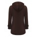 Casual Women Long Sleeve Solid Color Hooded Horn Buttons Coat Casual Women Long Sleeve Solid Color Hooded Horn Buttons Coat