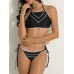 Women Sexy High Neck Halter Bandage Geometry Printed Hollow Out Bikini Set Beachwear Women Sexy High Neck Halter Bandage Geometry Printed Hollow Out Bikini Set Beachwear