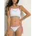 Women Sexy High Neck Halter Bandage Geometry Printed Hollow Out Bikini Set Beachwear Women Sexy High Neck Halter Bandage Geometry Printed Hollow Out Bikini Set Beachwear