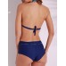 Sexy Geometric Striped Printed Bowknot Deep Plunge Halter Tankinis Set Swimwear Sexy Geometric Striped Printed Bowknot Deep Plunge Halter Tankinis Set Swimwear