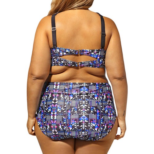 Plus Size Sexy Printing Front Strings Criss-cross Underwire Hollow Out Bikini Swimwear Plus Size Sexy Printing Front Strings Criss-cross Underwire Hollow Out Bikini Swimwear