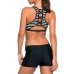 Women Striped Board Shorts Sports Racerback Tankini Beachwear Swimsuit Women Striped Board Shorts Sports Racerback Tankini Beachwear Swimsuit