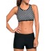 Women Striped Board Shorts Sports Racerback Tankini Beachwear Swimsuit Women Striped Board Shorts Sports Racerback Tankini Beachwear Swimsuit