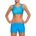 Women Striped Board Shorts Sports Racerback Tankini Beachwear Swimsuit Women Striped Board Shorts Sports Racerback Tankini Beachwear Swimsuit