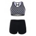 Women Striped Board Shorts Sports Racerback Tankini Beachwear Swimsuit Women Striped Board Shorts Sports Racerback Tankini Beachwear Swimsuit
