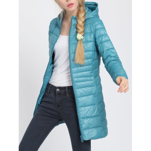 Casual Women Pure Color Hooded Long Sleeve Down Coats Casual Women Pure Color Hooded Long Sleeve Down Coats