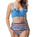 Push Up Flounces Top High-Waisted Printed Panties Two Pieces Bikini Set Push Up Flounces Top High-Waisted Printed Panties Two Pieces Bikini Set