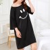 Milk Silk Women Loose Smile Printing Comfortable Pajamas Maternity Dress Milk Silk Women Loose Smile Printing Comfortable Pajamas Maternity Dress