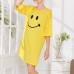 Milk Silk Women Loose Smile Printing Comfortable Pajamas Maternity Dress Milk Silk Women Loose Smile Printing Comfortable Pajamas Maternity Dress