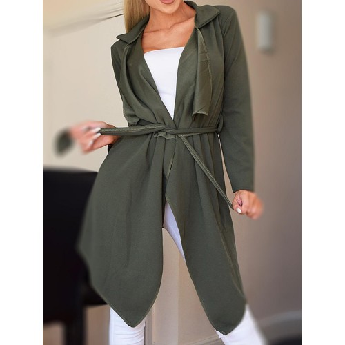 Autumn Casual Women Solid Color Irregular Hem Lapel Jacket Autumn Casual Women Solid Color Irregular Hem Lapel Jacket