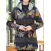Vintage Women Floral Print Patchwork Button Long Sleeve Hooded Coats Vintage Women Floral Print Patchwork Button Long Sleeve Hooded Coats