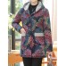 Vintage Women Floral Print Patchwork Button Long Sleeve Hooded Coats Vintage Women Floral Print Patchwork Button Long Sleeve Hooded Coats