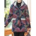 Vintage Women Floral Print Patchwork Button Long Sleeve Hooded Coats Vintage Women Floral Print Patchwork Button Long Sleeve Hooded Coats