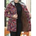 Vintage Women Floral Print Patchwork Button Long Sleeve Hooded Coats Vintage Women Floral Print Patchwork Button Long Sleeve Hooded Coats