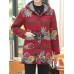 Vintage Women Floral Print Patchwork Button Long Sleeve Hooded Coats Vintage Women Floral Print Patchwork Button Long Sleeve Hooded Coats
