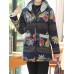 Vintage Women Floral Print Patchwork Button Long Sleeve Hooded Coats Vintage Women Floral Print Patchwork Button Long Sleeve Hooded Coats
