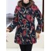 Women Retro Floral Print Buttons Long Sleeve Hooded Coats Women Retro Floral Print Buttons Long Sleeve Hooded Coats
