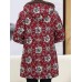Women Retro Floral Print Buttons Long Sleeve Hooded Coats Women Retro Floral Print Buttons Long Sleeve Hooded Coats