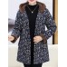 Women Retro Floral Print Buttons Long Sleeve Hooded Coats Women Retro Floral Print Buttons Long Sleeve Hooded Coats