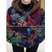 Women Retro Floral Print Buttons Long Sleeve Hooded Coats Women Retro Floral Print Buttons Long Sleeve Hooded Coats