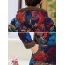 Women Retro Floral Print Buttons Long Sleeve Hooded Coats Women Retro Floral Print Buttons Long Sleeve Hooded Coats