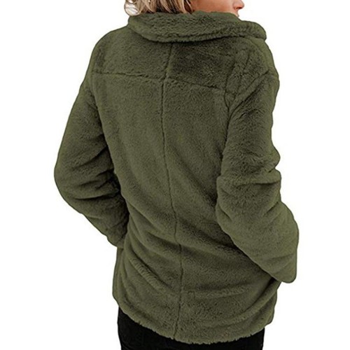 Women Thicken Fleece Lapel Solid Color Winter Sweatshirt Coats Women Thicken Fleece Lapel Solid Color Winter Sweatshirt Coats
