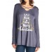 Casual Women Christmas Letter Print Front Cross Crew Neck Long Sleeve T-Shirts Casual Women Christmas Letter Print Front Cross Crew Neck Long Sleeve T-Shirts