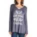 Casual Women Christmas Letter Print Front Cross Crew Neck Long Sleeve T-Shirts Casual Women Christmas Letter Print Front Cross Crew Neck Long Sleeve T-Shirts