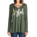 Casual Women Christmas Letter Print Front Cross Crew Neck Long Sleeve T-Shirts Casual Women Christmas Letter Print Front Cross Crew Neck Long Sleeve T-Shirts