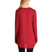 Women Casual Christmas Letter Print Front Cross Long Sleeve T-Shirts