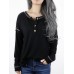 Autumn Winter Long Sleeve Patchwork Buttons Loose Casual T-shirts Autumn Winter Long Sleeve Patchwork Buttons Loose Casual T-shirts