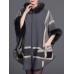 Autumn Winter Thick Shawl Print Cloak 3/4 Sleeve Elegant Coats Autumn Winter Thick Shawl Print Cloak 3/4 Sleeve Elegant Coats