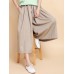 Women Wide Leg Solid Color Cotton Linen Elastic Waist Pants Women Wide Leg Solid Color Cotton Linen Elastic Waist Pants