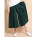 Women Wide Leg Solid Color Cotton Linen Elastic Waist Pants Women Wide Leg Solid Color Cotton Linen Elastic Waist Pants