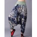 Retro Women Folk Style Print Elastic Waist Pants Retro Women Folk Style Print Elastic Waist Pants