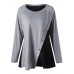 Women Casual Button O-neck Patchwork Long Sleeve T-shirts Women Casual Button O-neck Patchwork Long Sleeve T-shirts